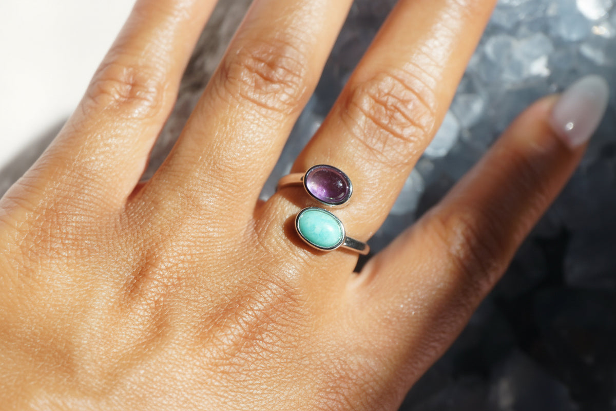Amethyst & Amazonite Wrap Ring