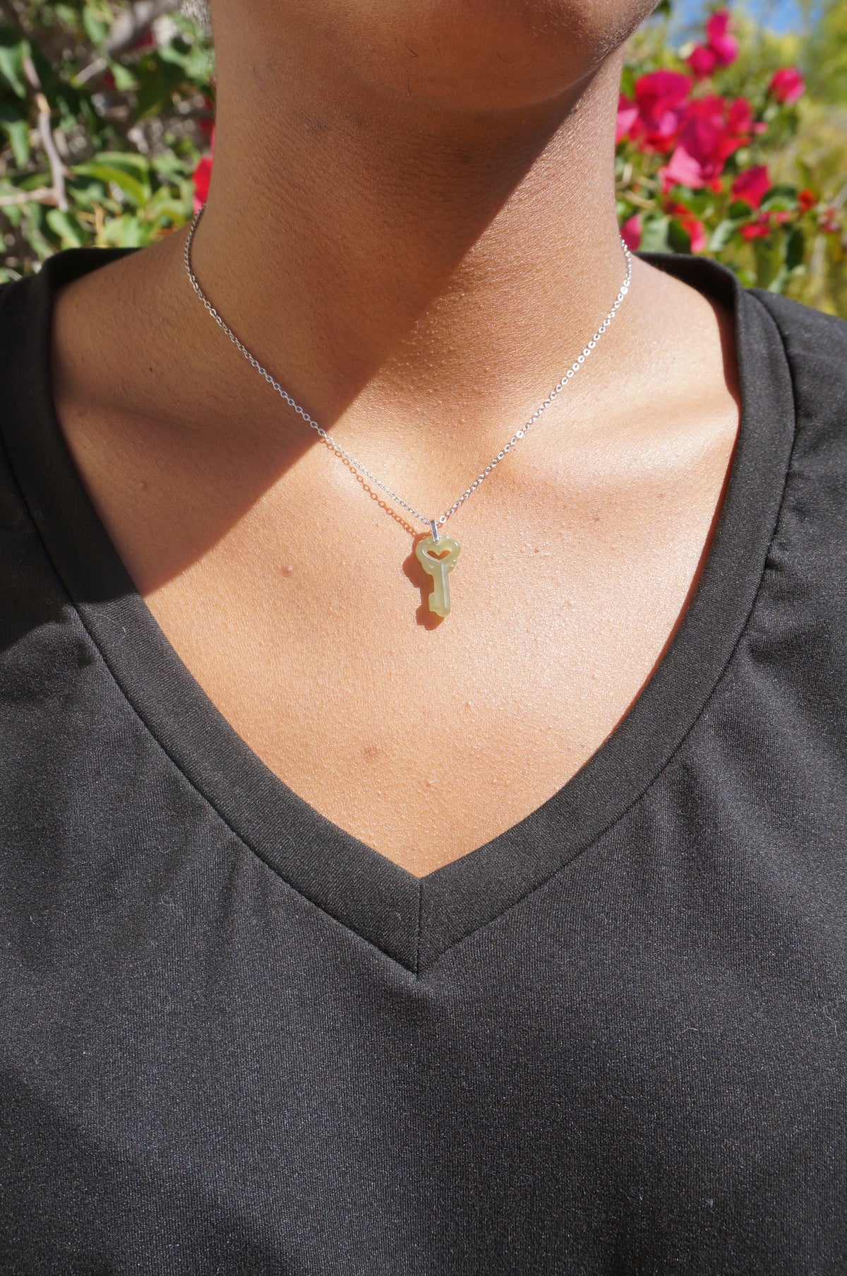 Jadeite Heart Key Necklace