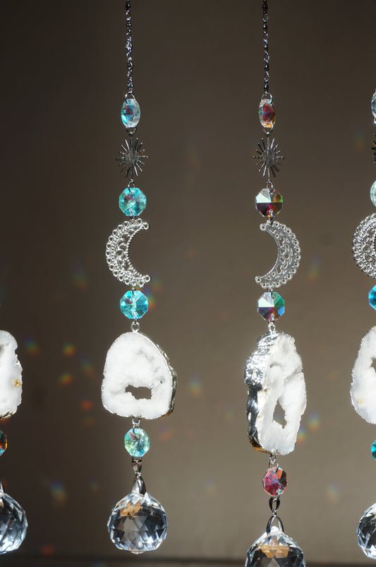 Celestial Druzy Geode Suncatcher (White)