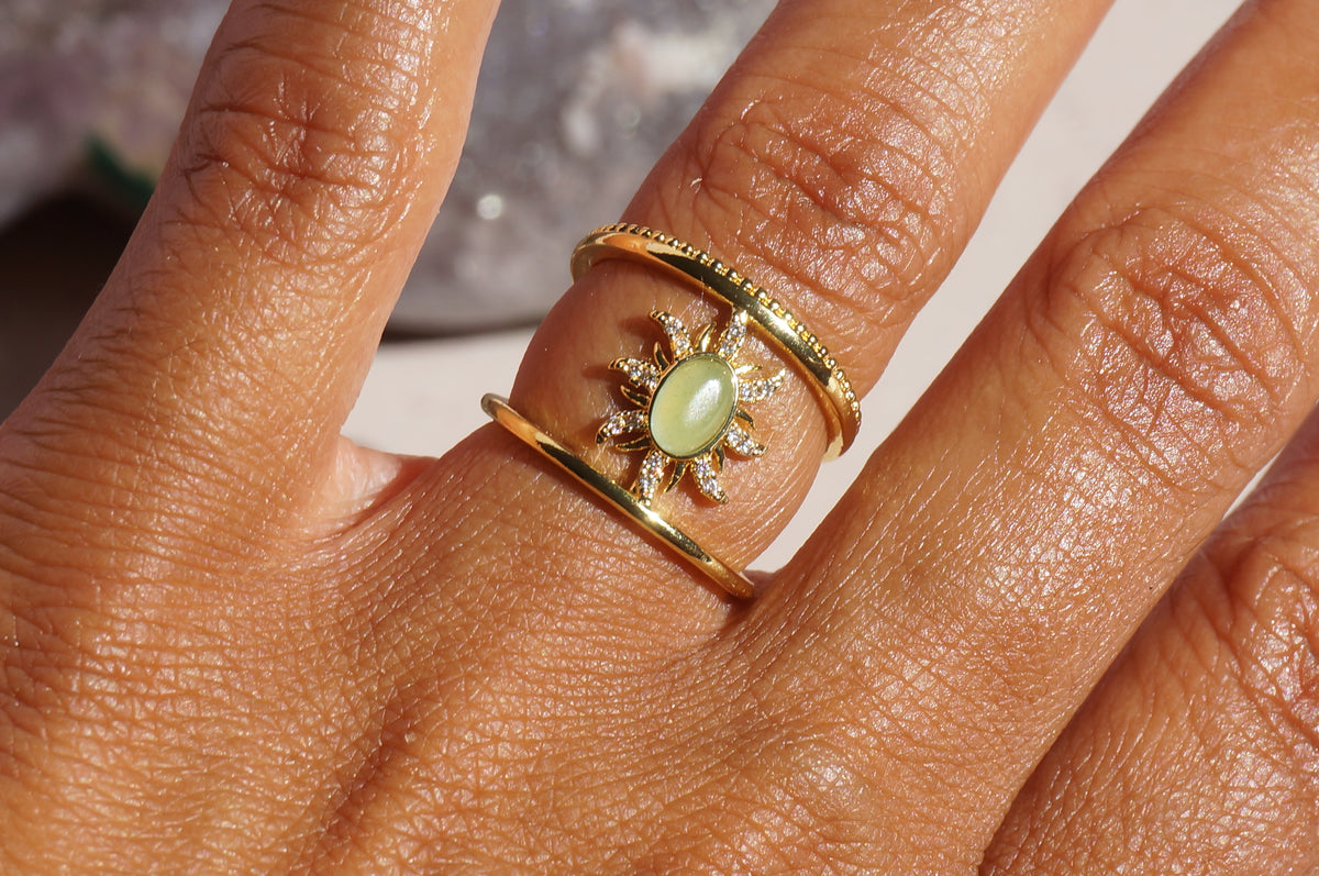 Green Aventurine Sunburst Ring