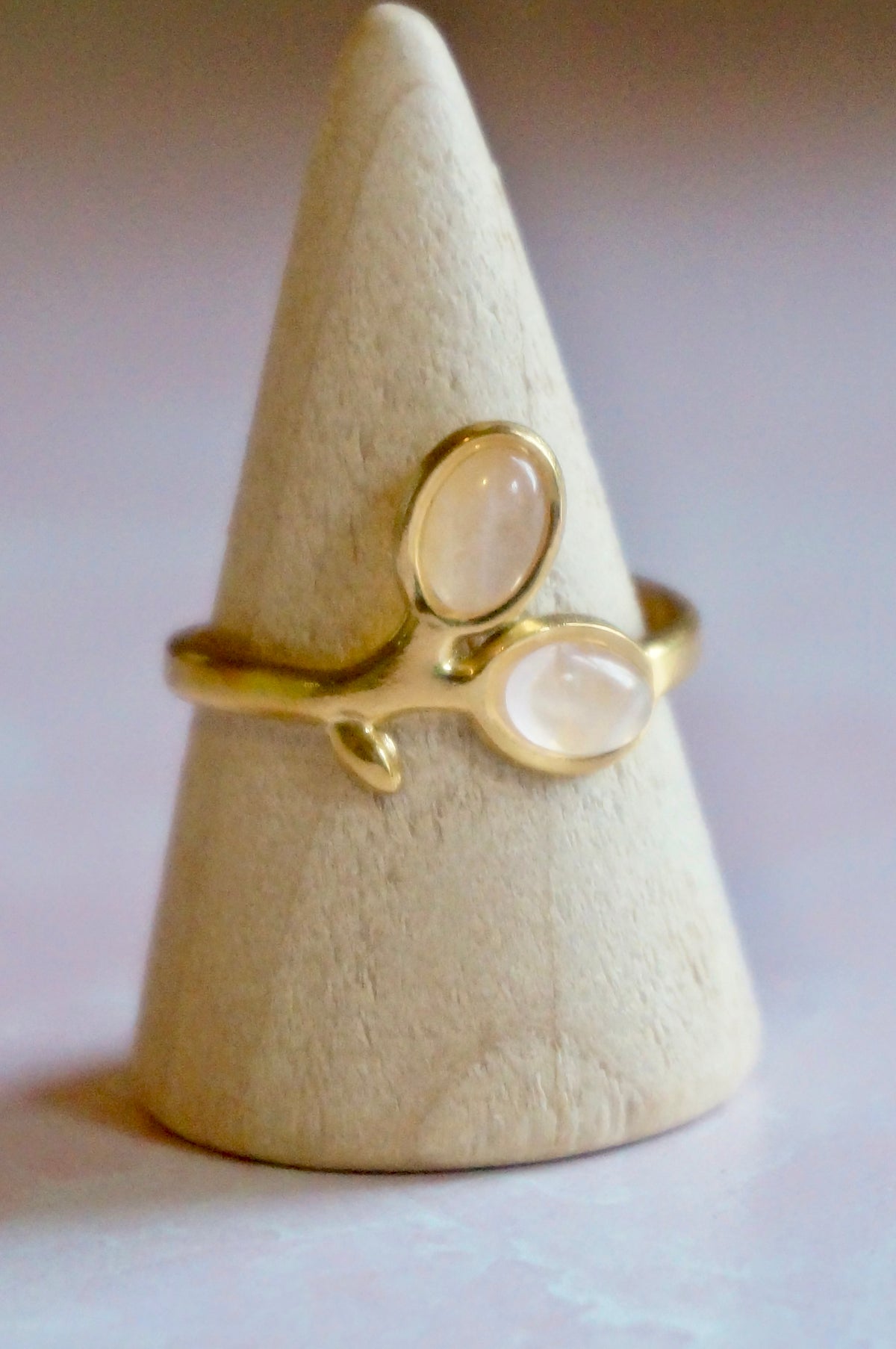 Rose Quartz Leaf Ring