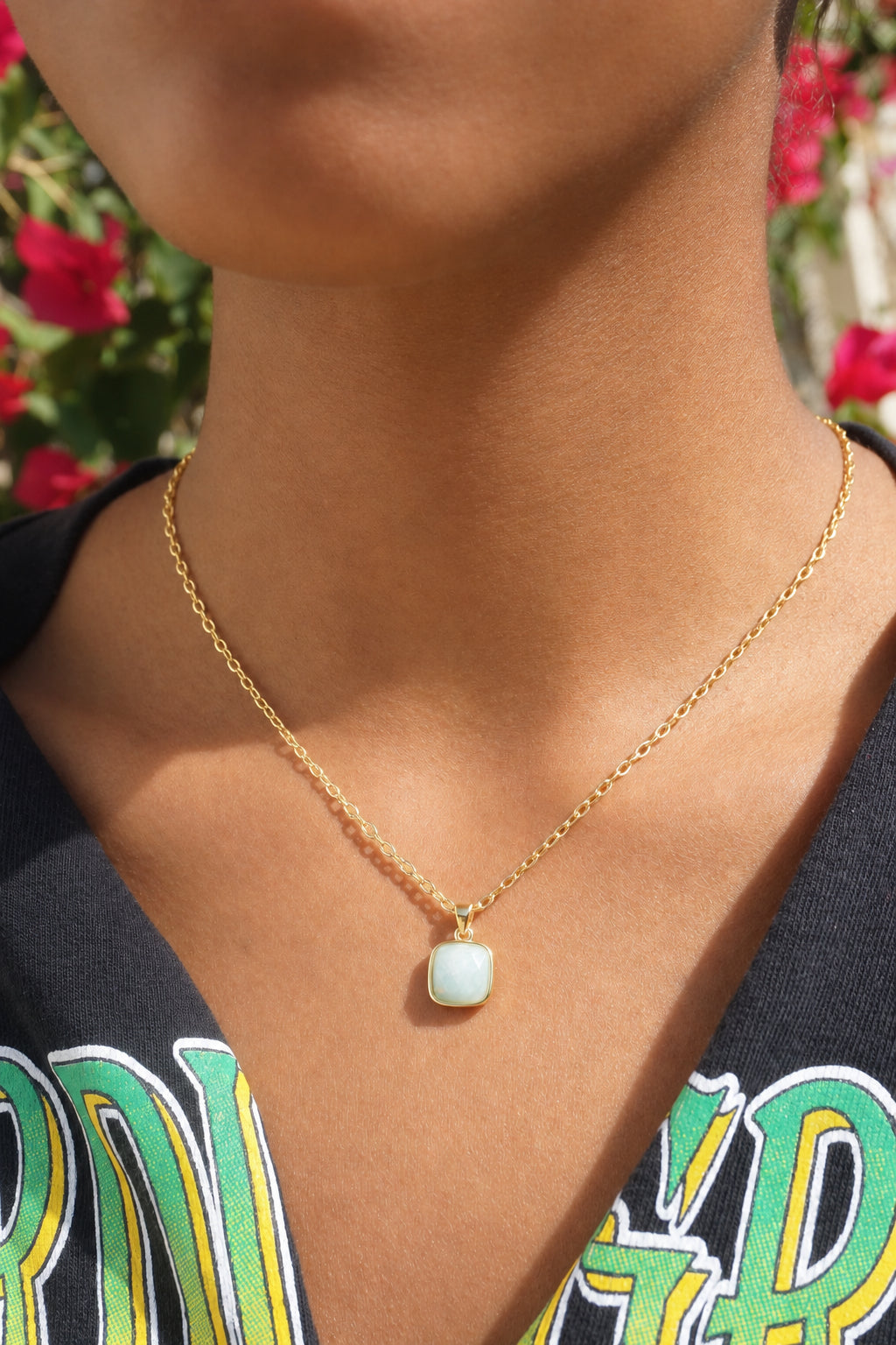 Aquamarine Square Necklace