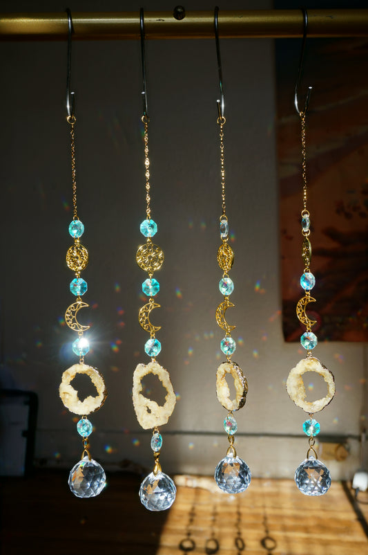 Celestial Druzy Geode Suncatcher (Butter Yellow)