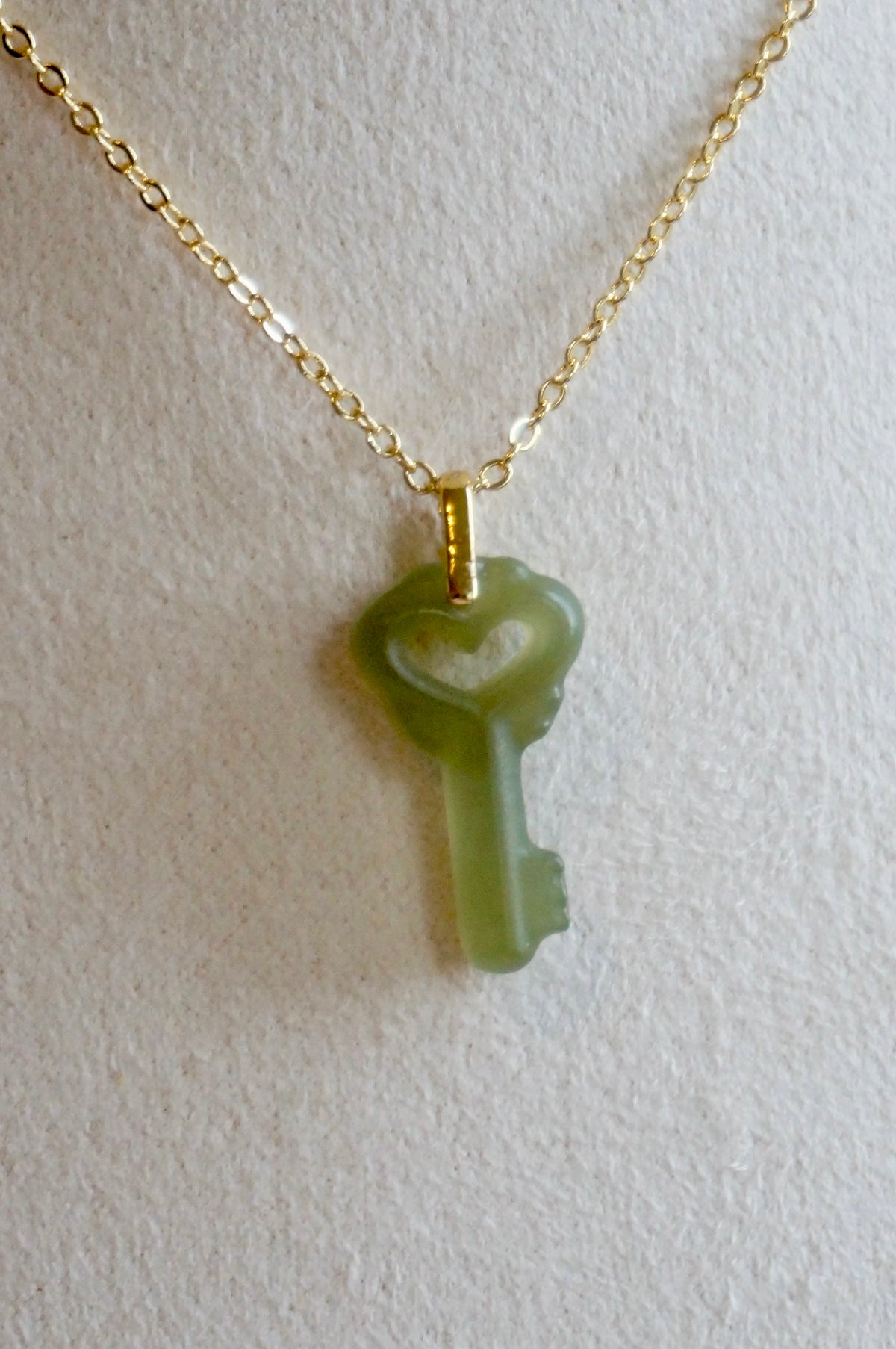 Jadeite Heart Key Necklace