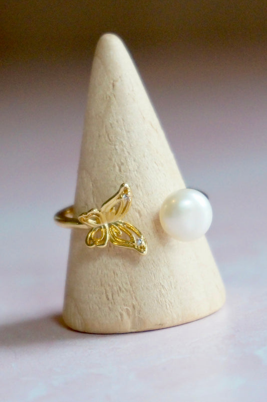 Freshwater Pearl Butterfly Ring