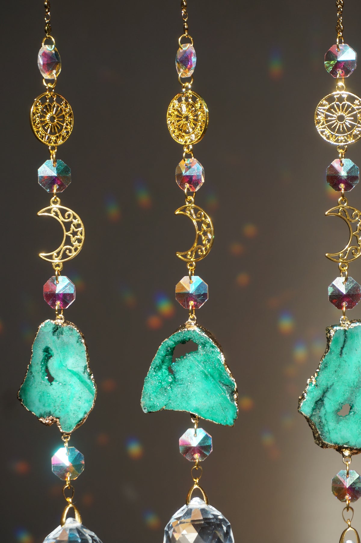 Celestial Druzy Geode Suncatcher (Emerald Green)