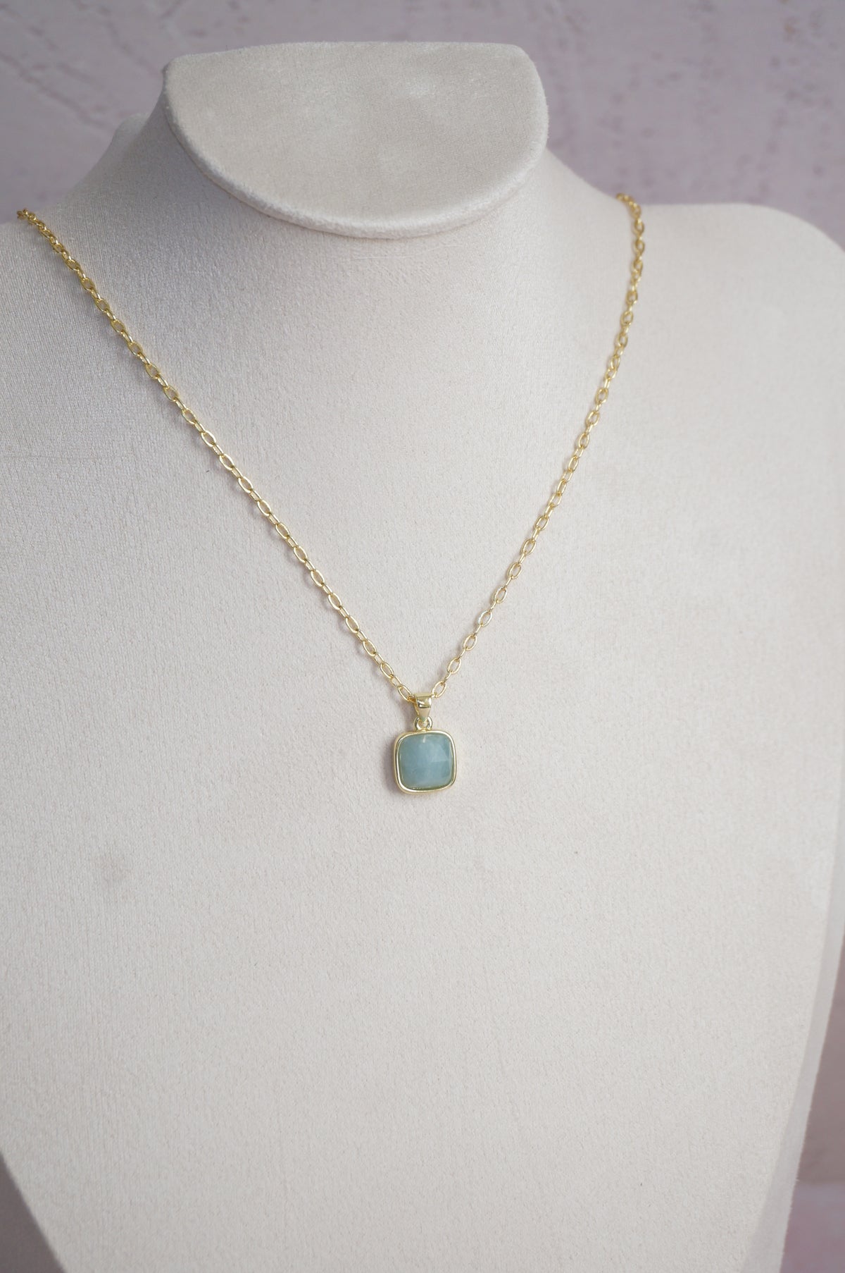 Aquamarine Square Necklace