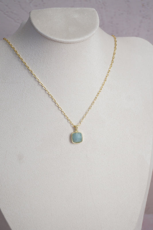 Aquamarine Square Necklace