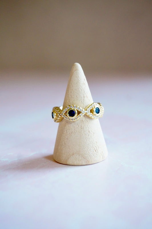 Blue CZ Evil Eye Ring