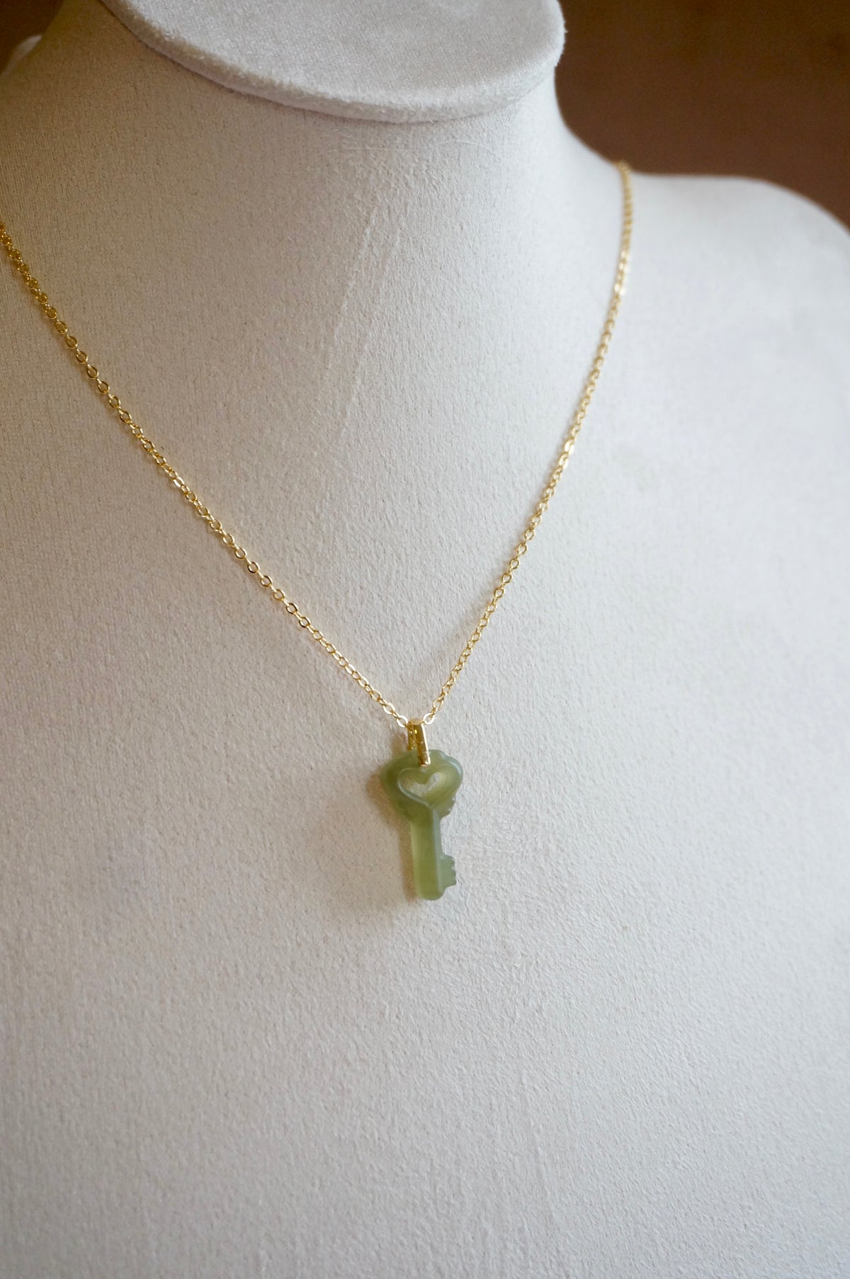 Jadeite Heart Key Necklace