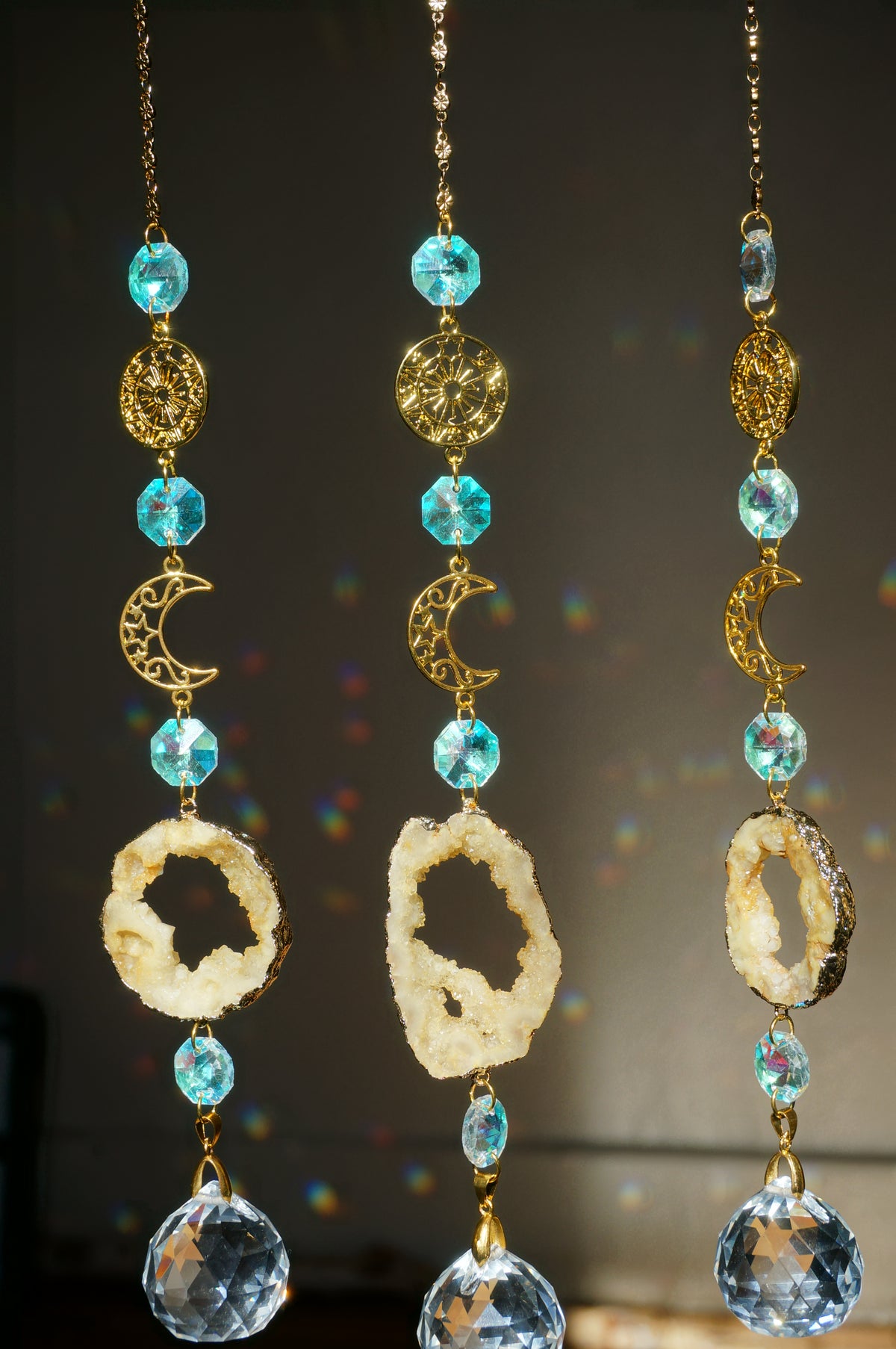 Celestial Druzy Geode Suncatcher (Butter Yellow)