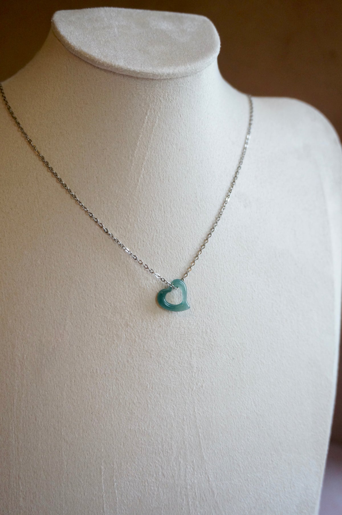 Jadeite Floating Heart Necklace
