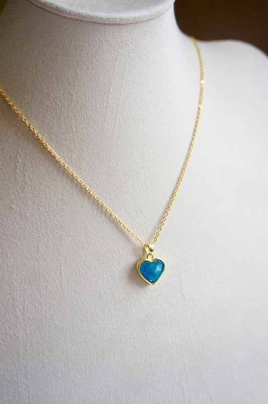 Blue Apatite Heart Necklace