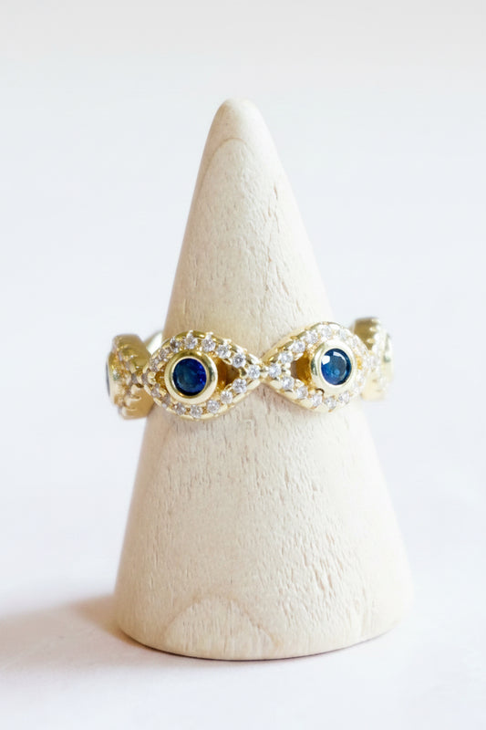 Blue CZ Evil Eye Ring