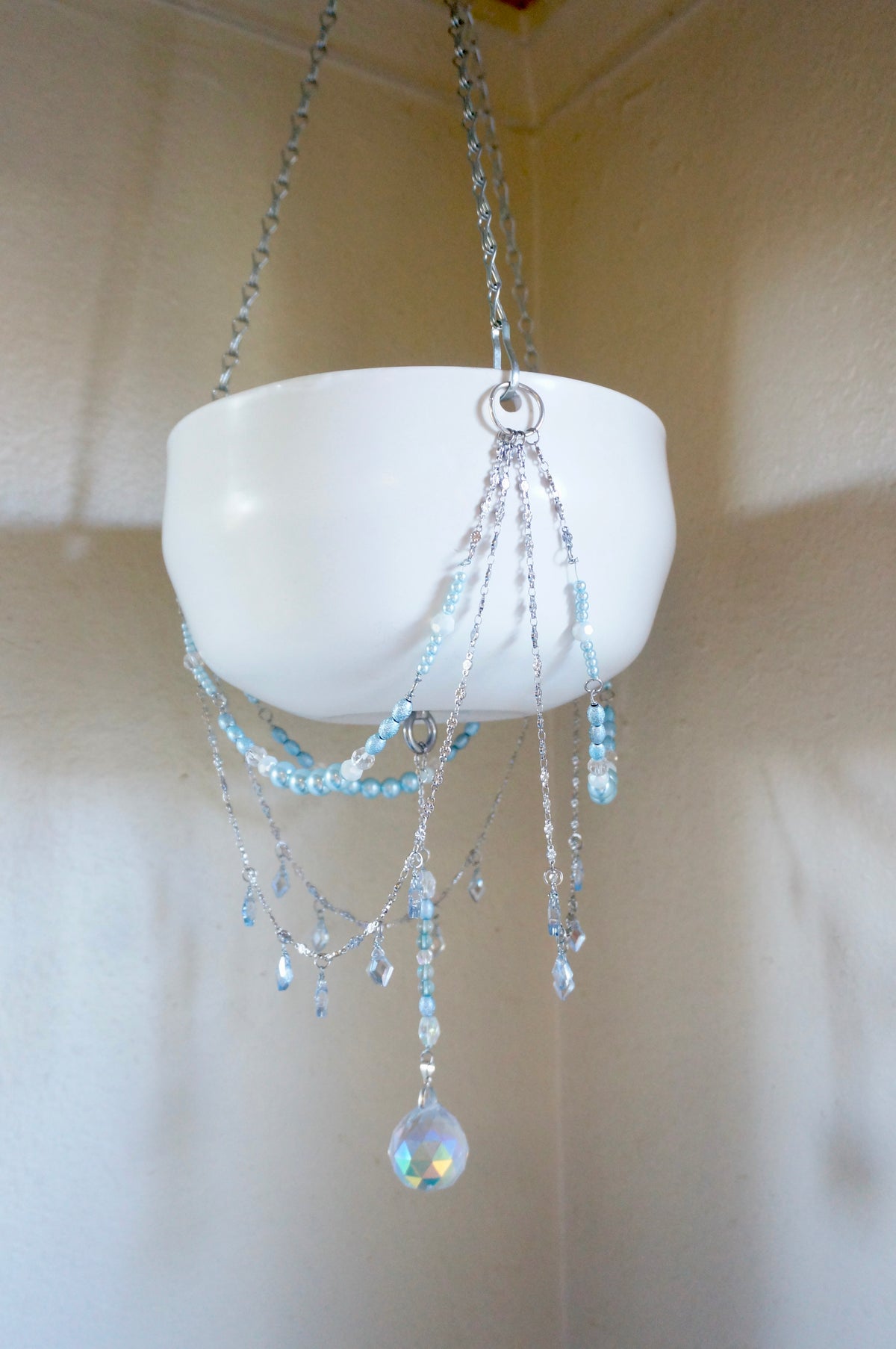 Pearly Blue Hanging Planter