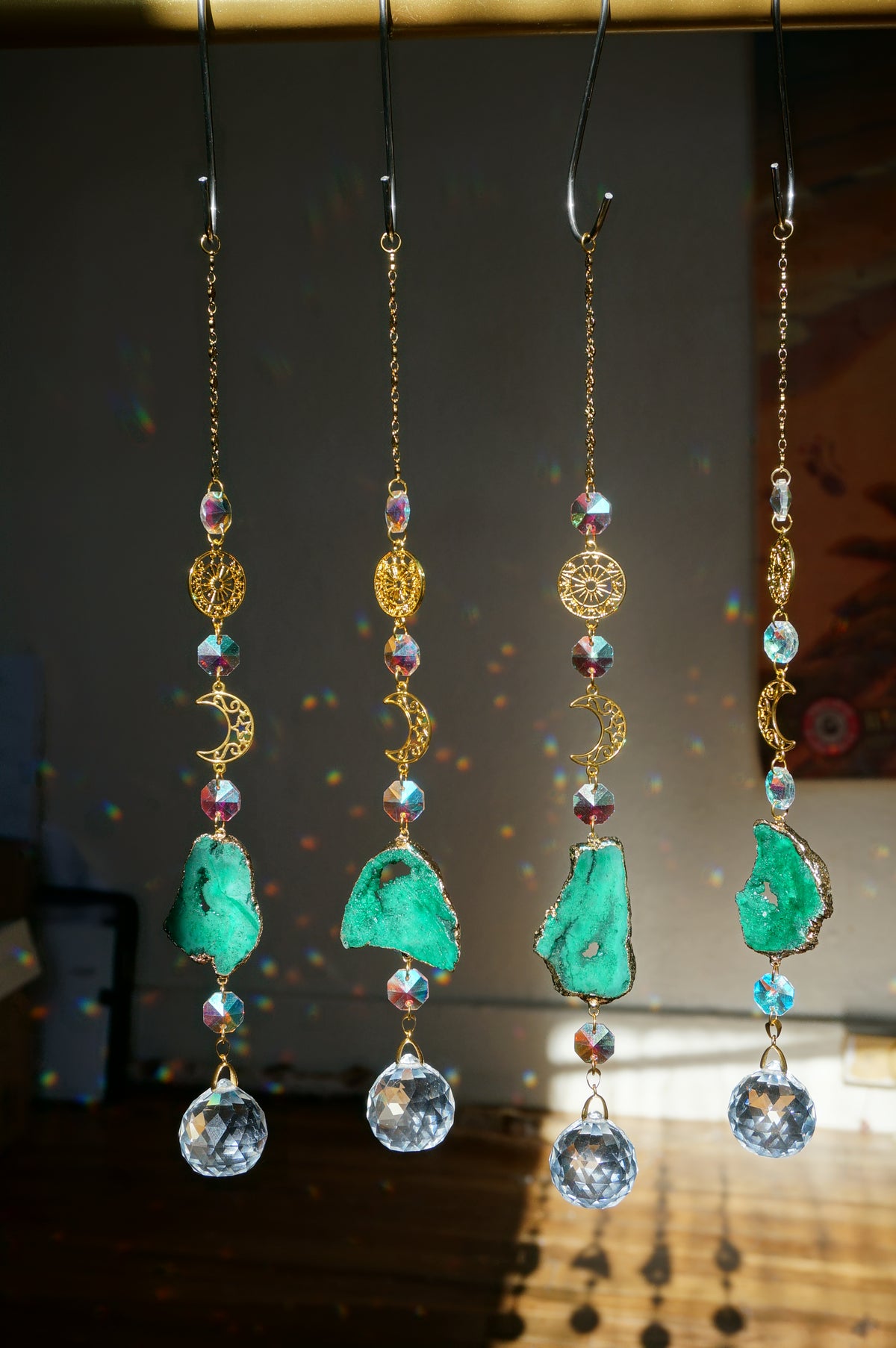Celestial Druzy Geode Suncatcher (Emerald Green)