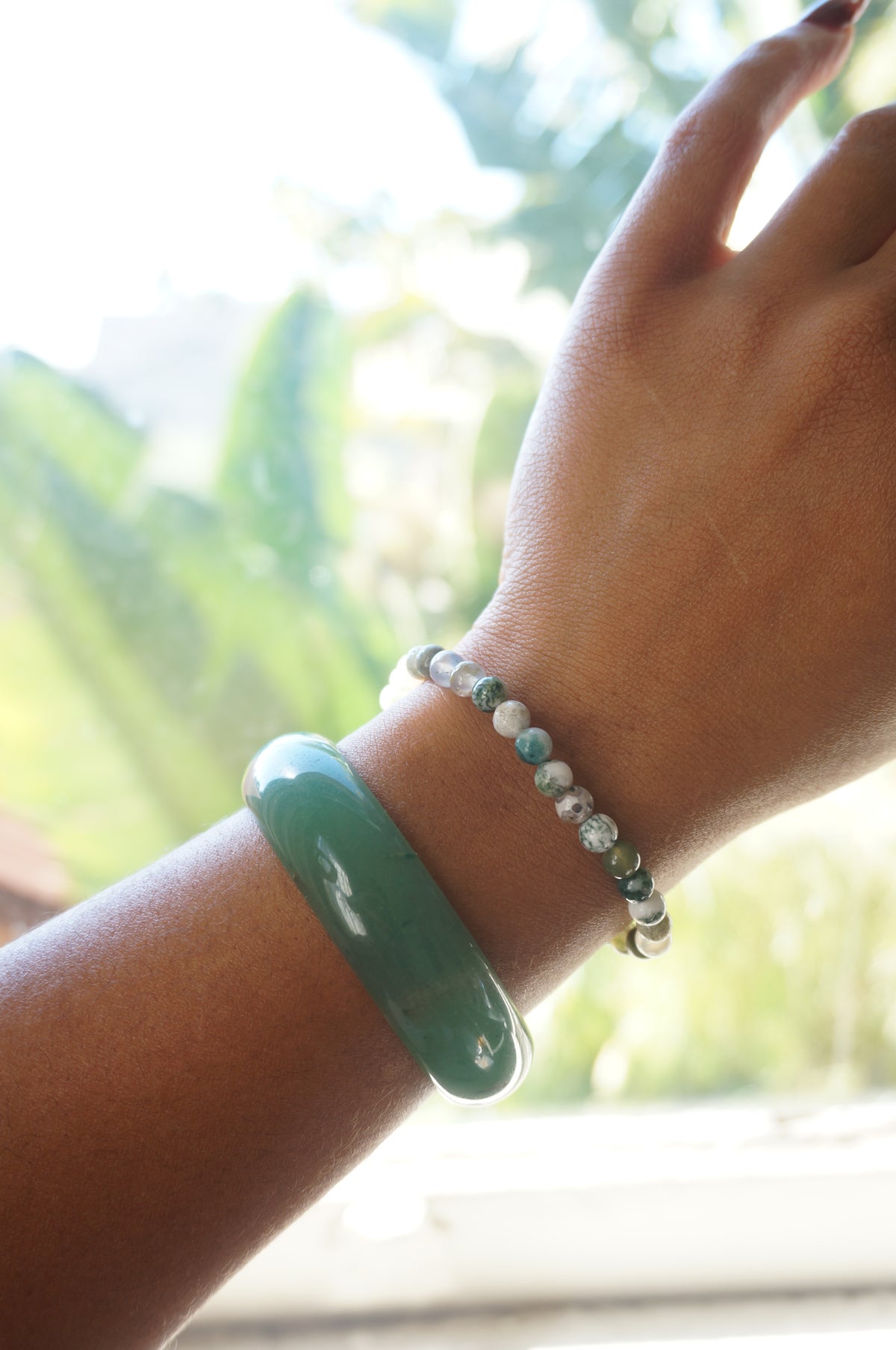 Moss Agate Beaded Bracelet