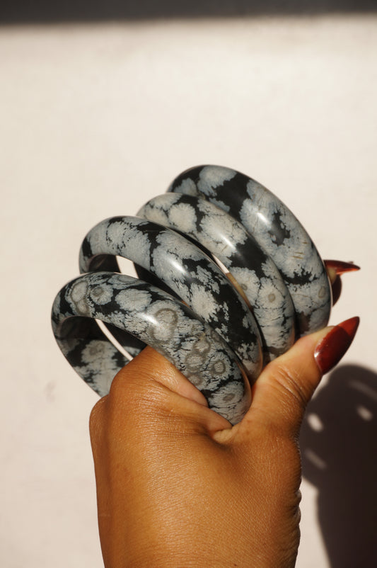 Snowflake Obsidian Bangle