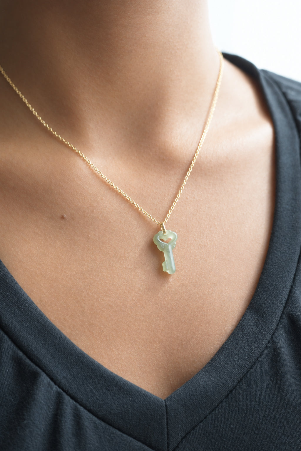 Jadeite Heart Key Necklace