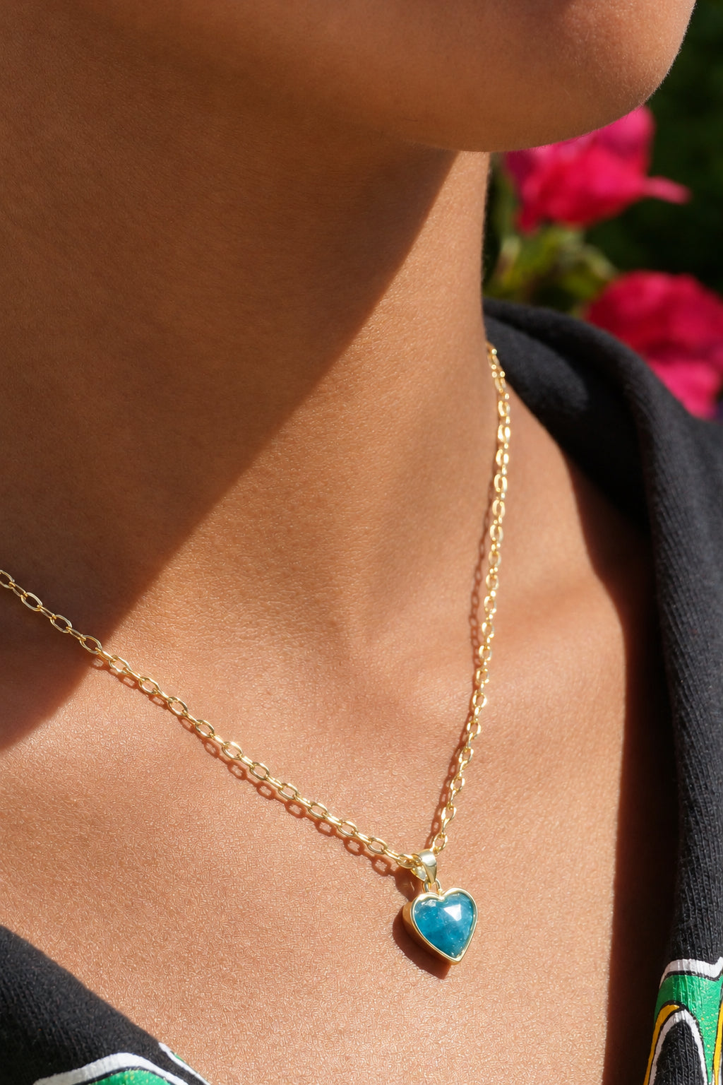 Blue Apatite Heart Necklace