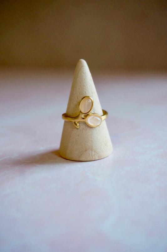 Rose Quartz Leaf Ring
