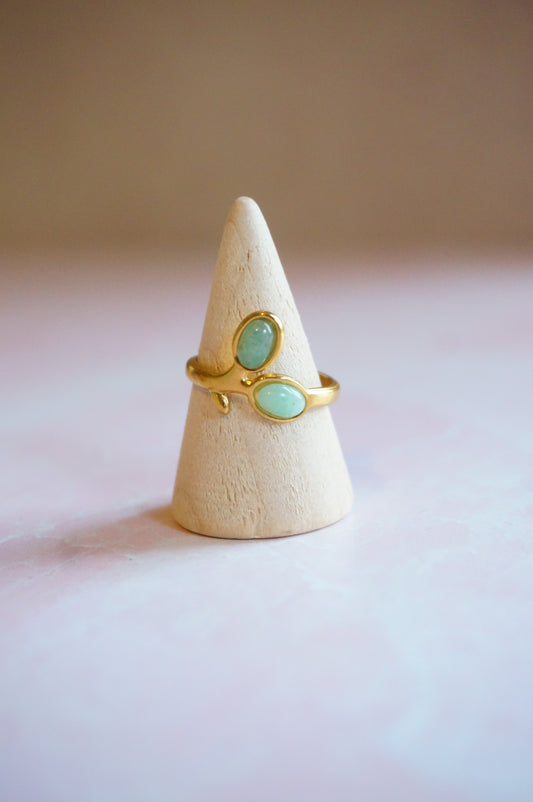 Green Aventurine Leaf Ring