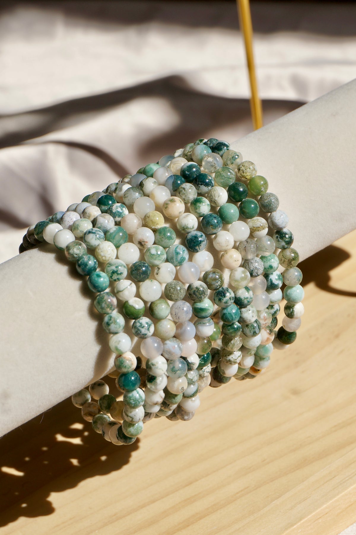 Moss Agate Beaded Bracelet