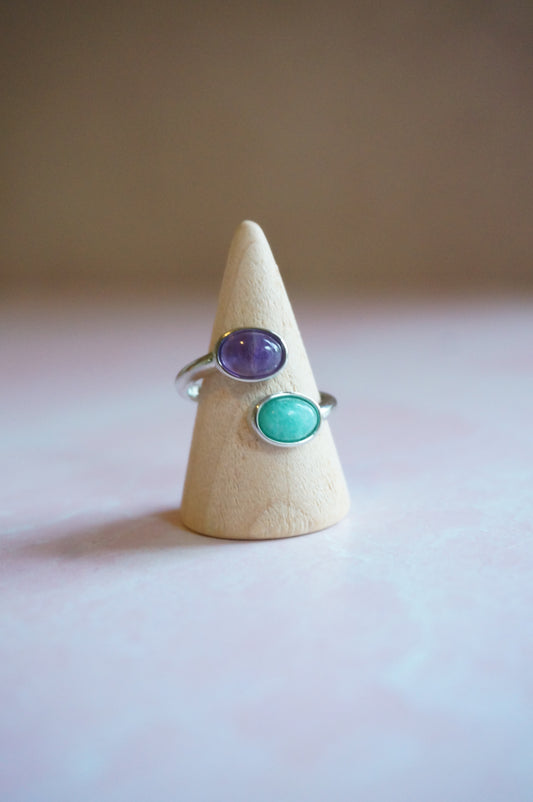 Amethyst & Amazonite Wrap Ring