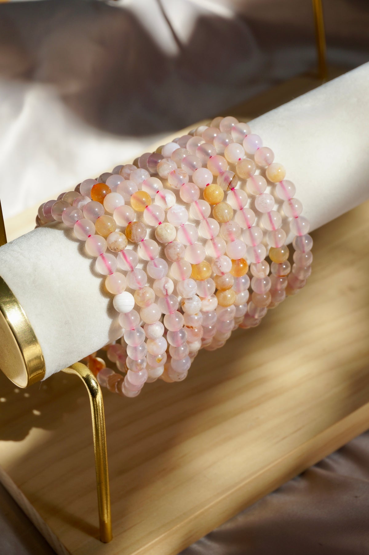 Flower Agate Beaded Bracelet