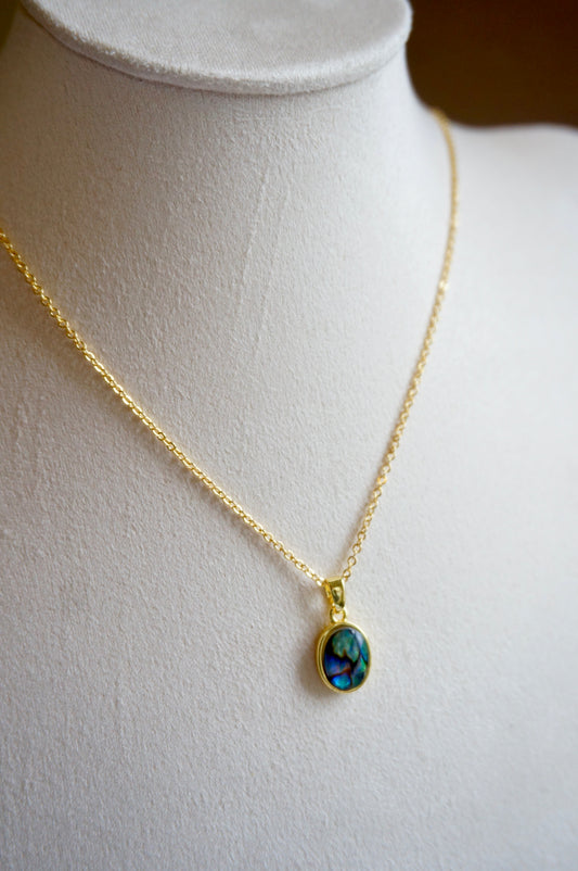 Abalone Oval Necklace (gold)
