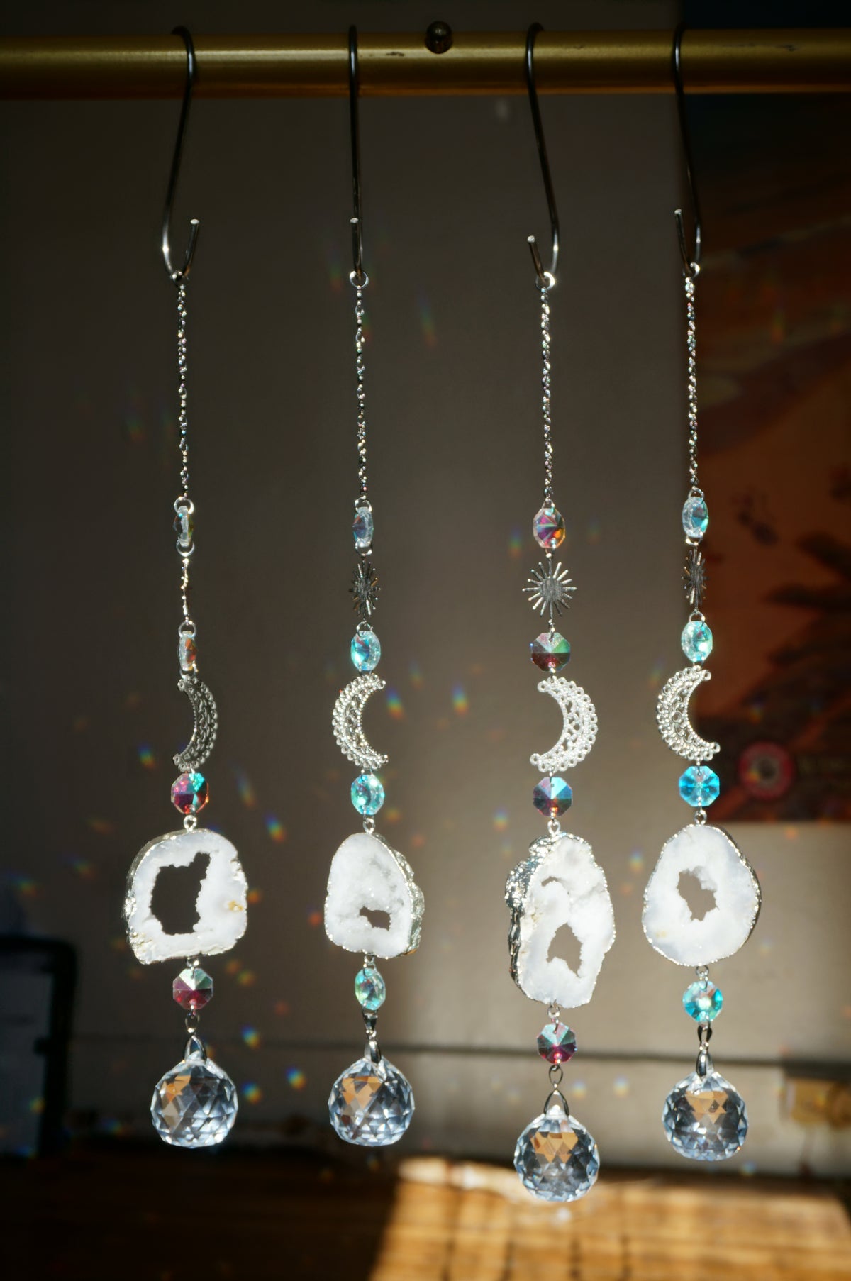 Celestial Druzy Geode Suncatcher (White)