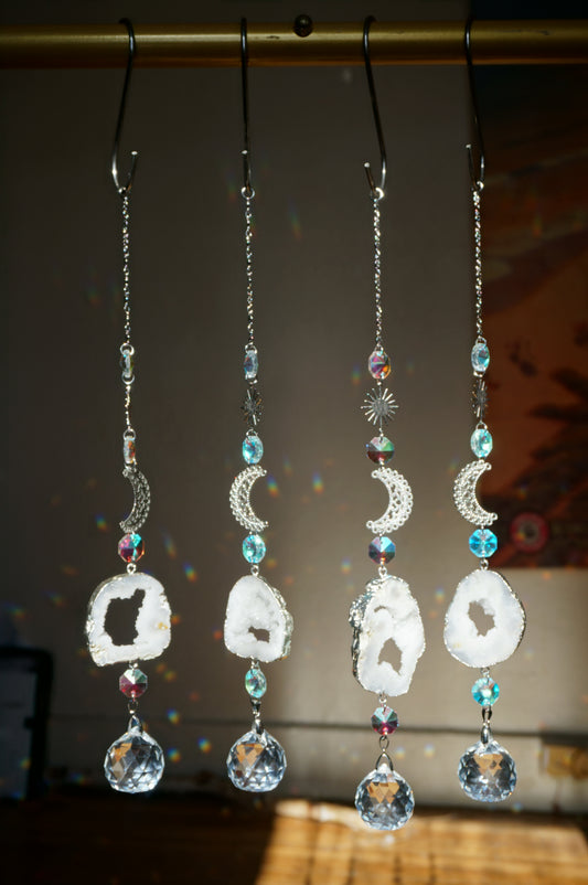 Celestial Druzy Geode Suncatcher (White)