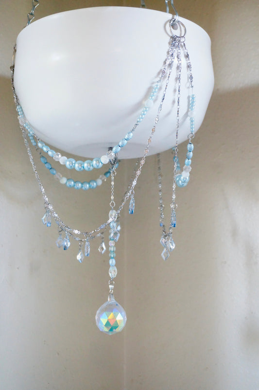 Pearly Blue Hanging Planter