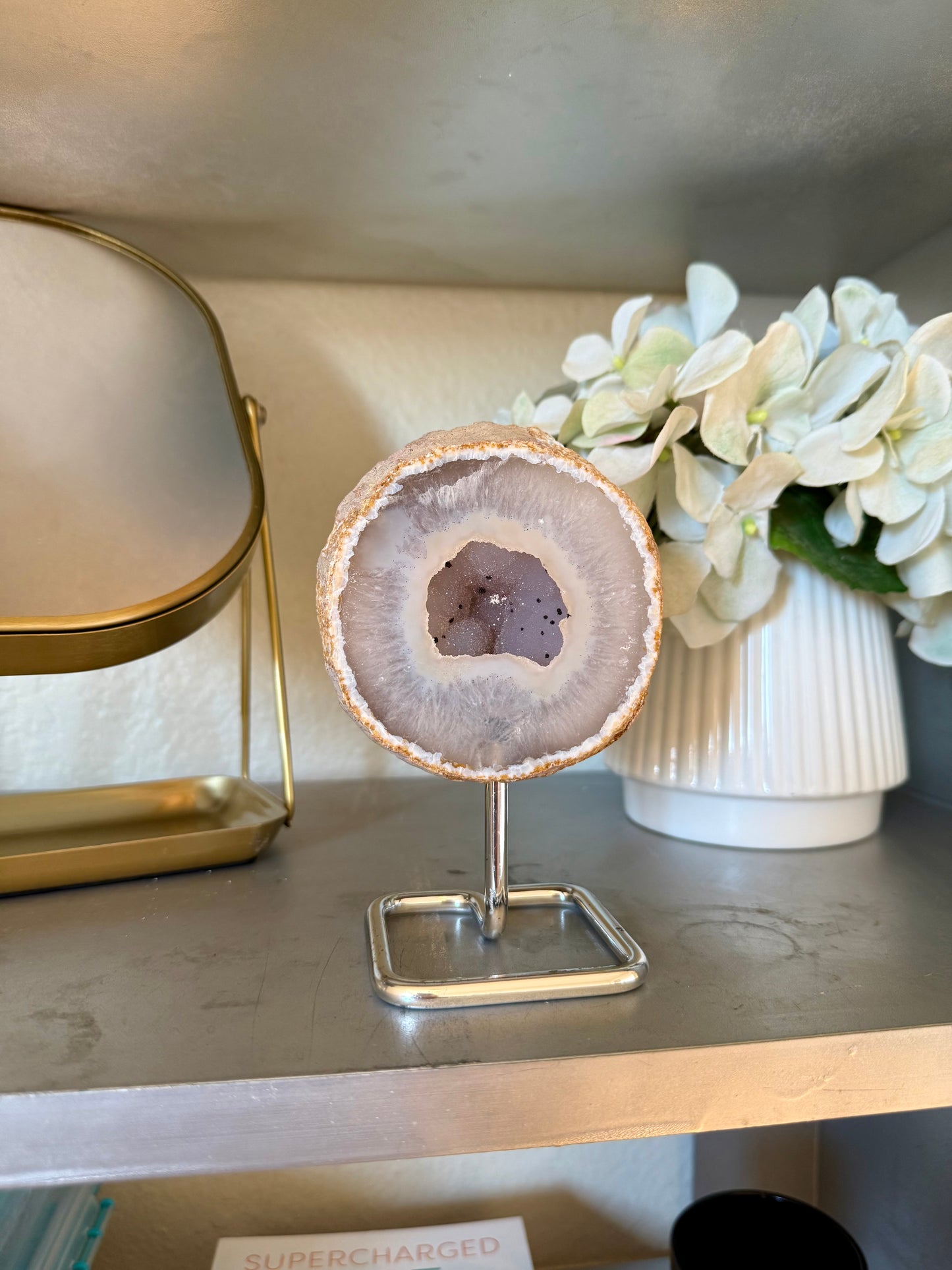 Agate Geode on Stand