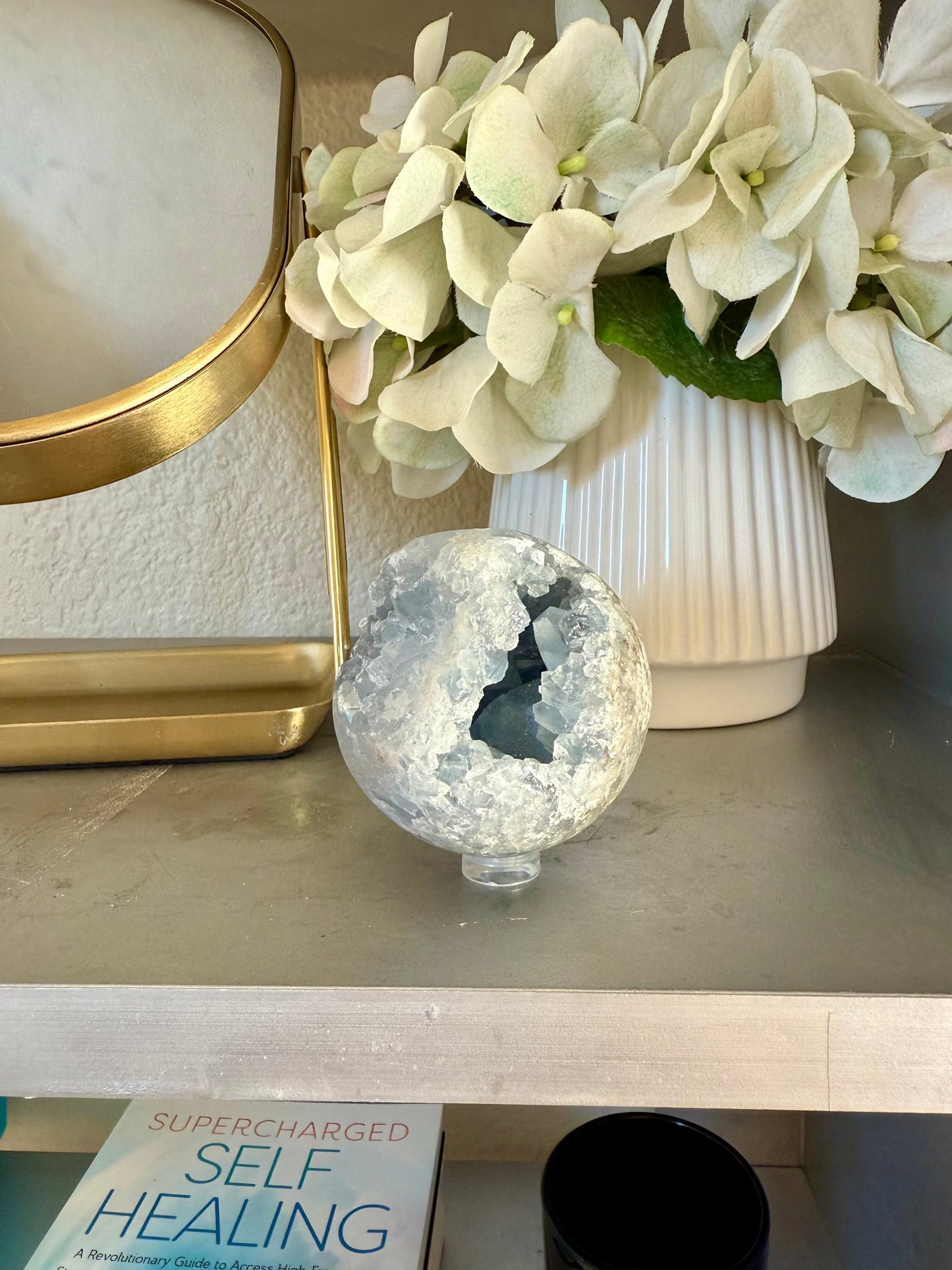 Half-Polished Celestite Sphere