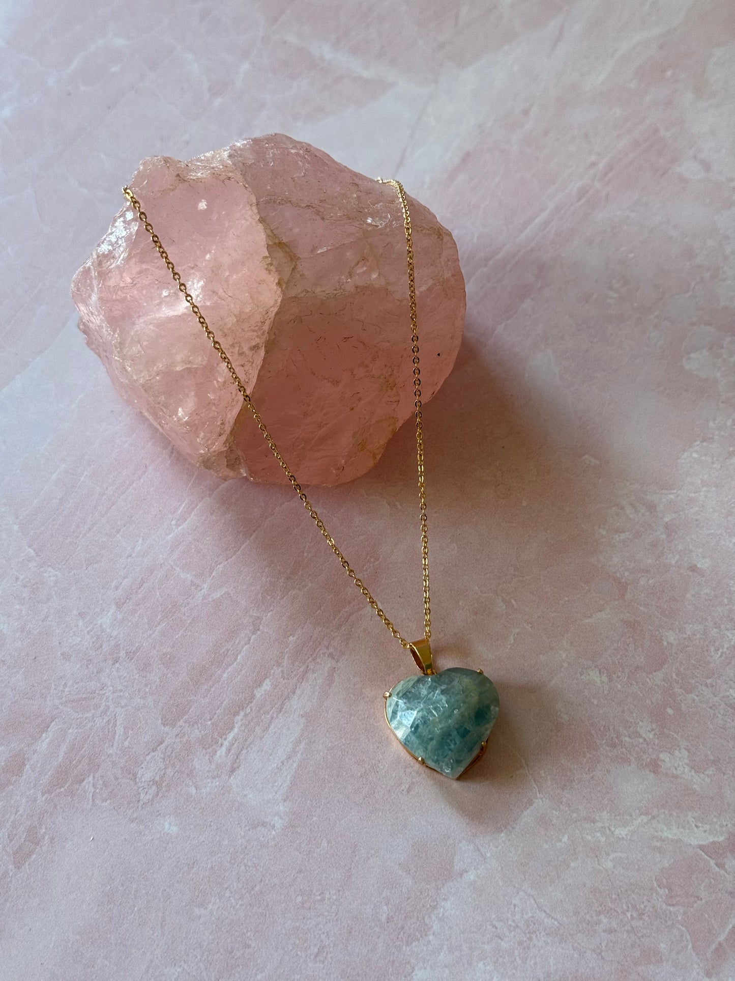 Aquamarine Heart Necklace