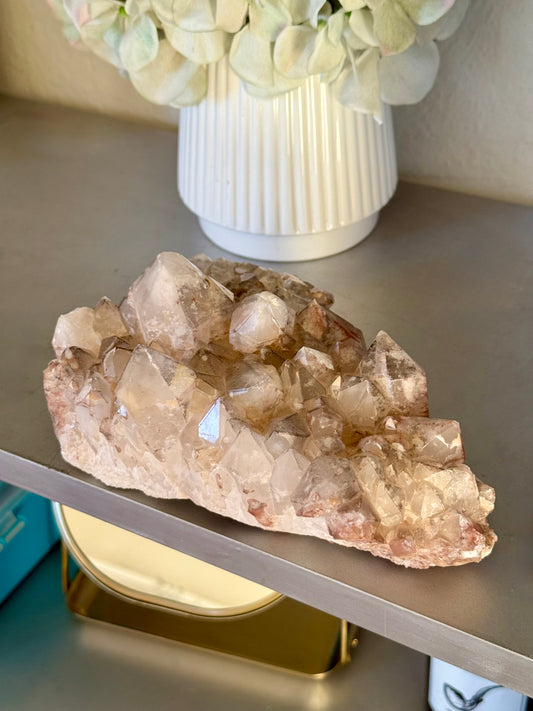 Pink & Grey Lithium Quartz Cluster