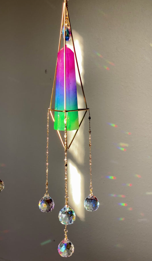 Rainbow Aura Crystal Suncatcher