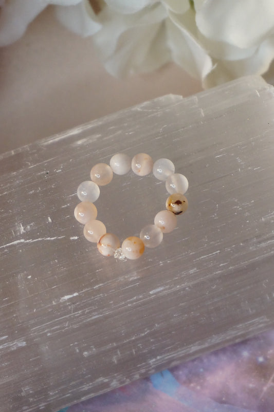 Flower Agate Stretch Ring